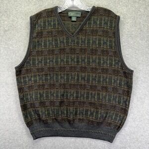 Croft & Barrow Sweater Vest Mens L Multicolor Geometric Wool Italy Grandpacore